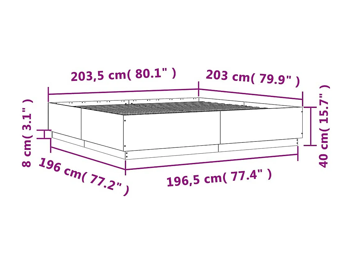 Bettgestell Schwarz 200x200 cm Holzwerkstoff