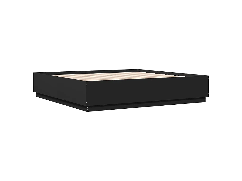 Bedframe massief hout zwart 200x200 cm