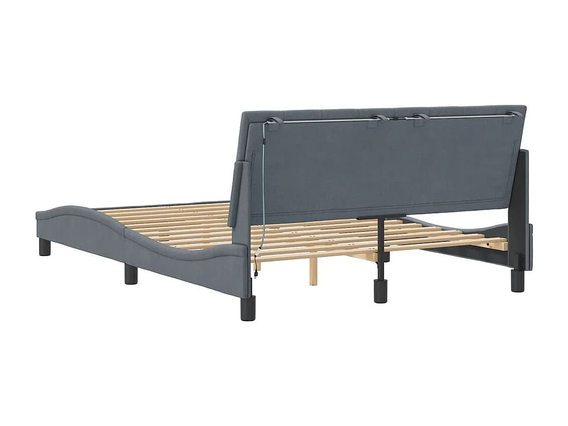 Bettgestell mit LED ohne Matratze "Hanko" Dunkelgrau 140x200 cm Samt