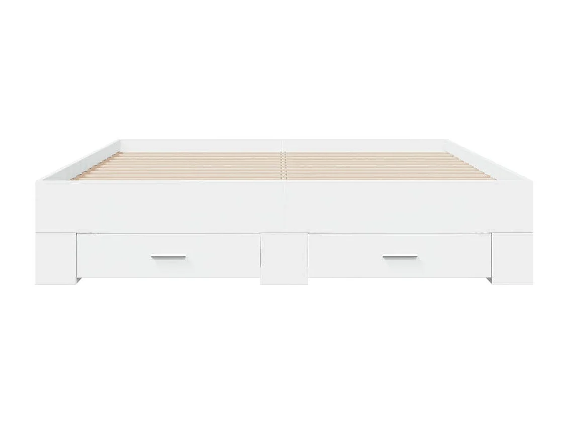 Cadre de lit avec tiroirs sans matelas blanc 160x200 cm