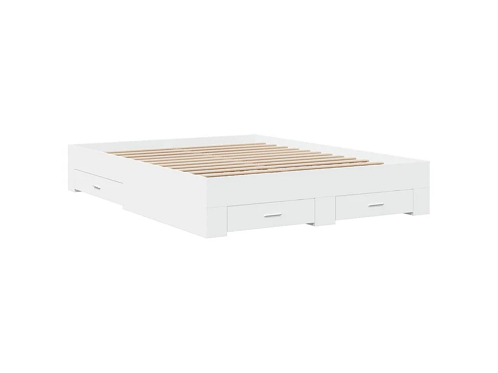 Cadre de lit avec tiroirs sans matelas blanc 160x200 cm