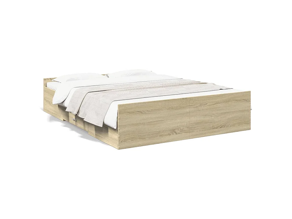 Bedframe met lades bewerkt hout sonoma eikenkleurig 140x200 cm