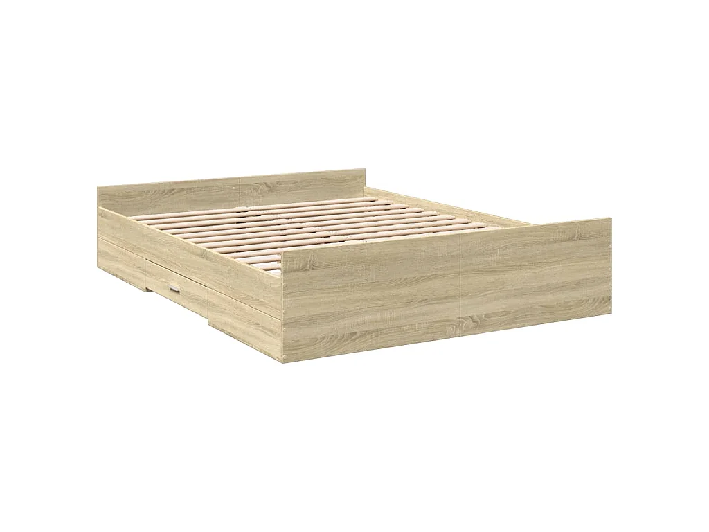 Bedframe met lades bewerkt hout sonoma eikenkleurig 140x200 cm