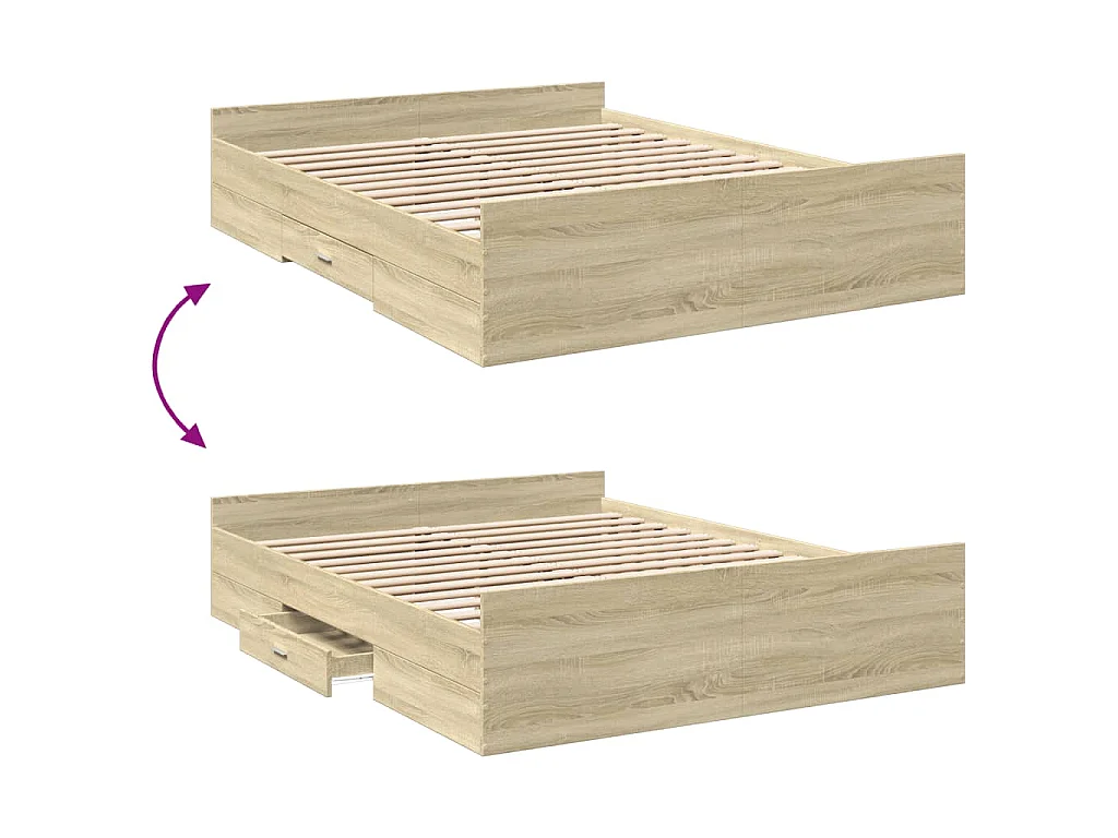 Bedframe met lades bewerkt hout sonoma eikenkleurig 140x200 cm
