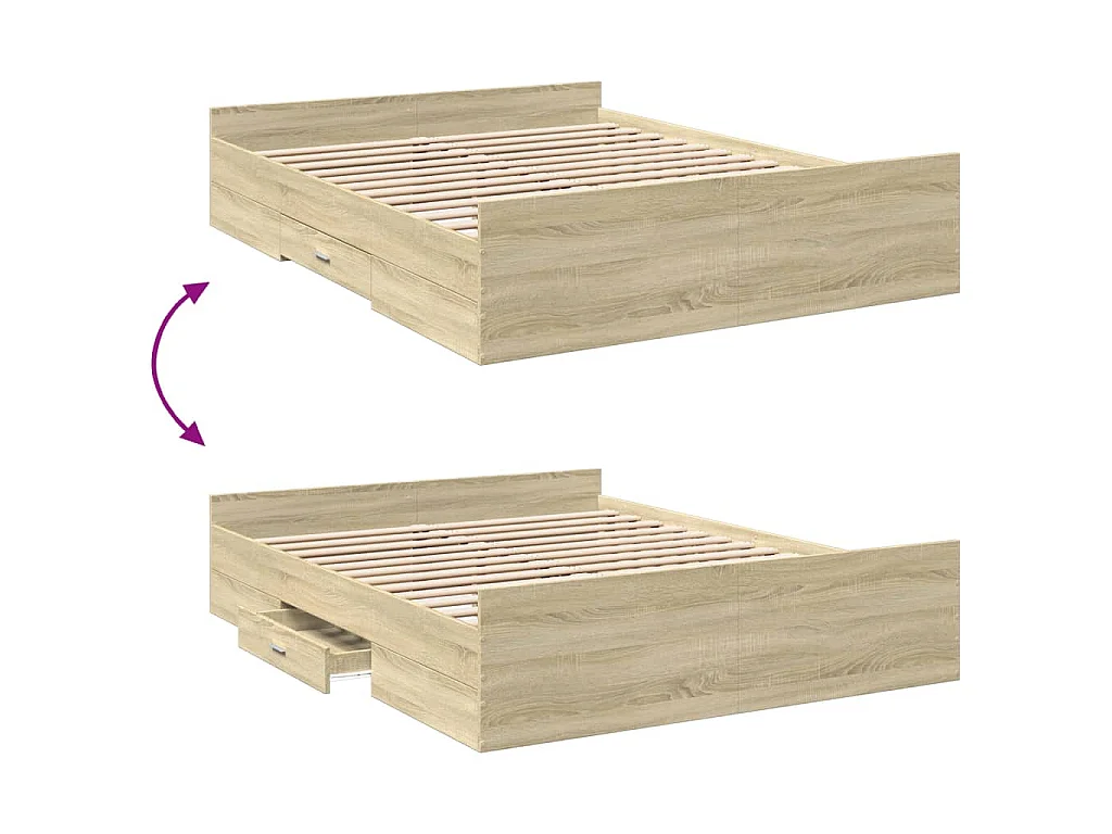 Bedframe met lades bewerkt hout sonoma eikenkleurig 140x200 cm