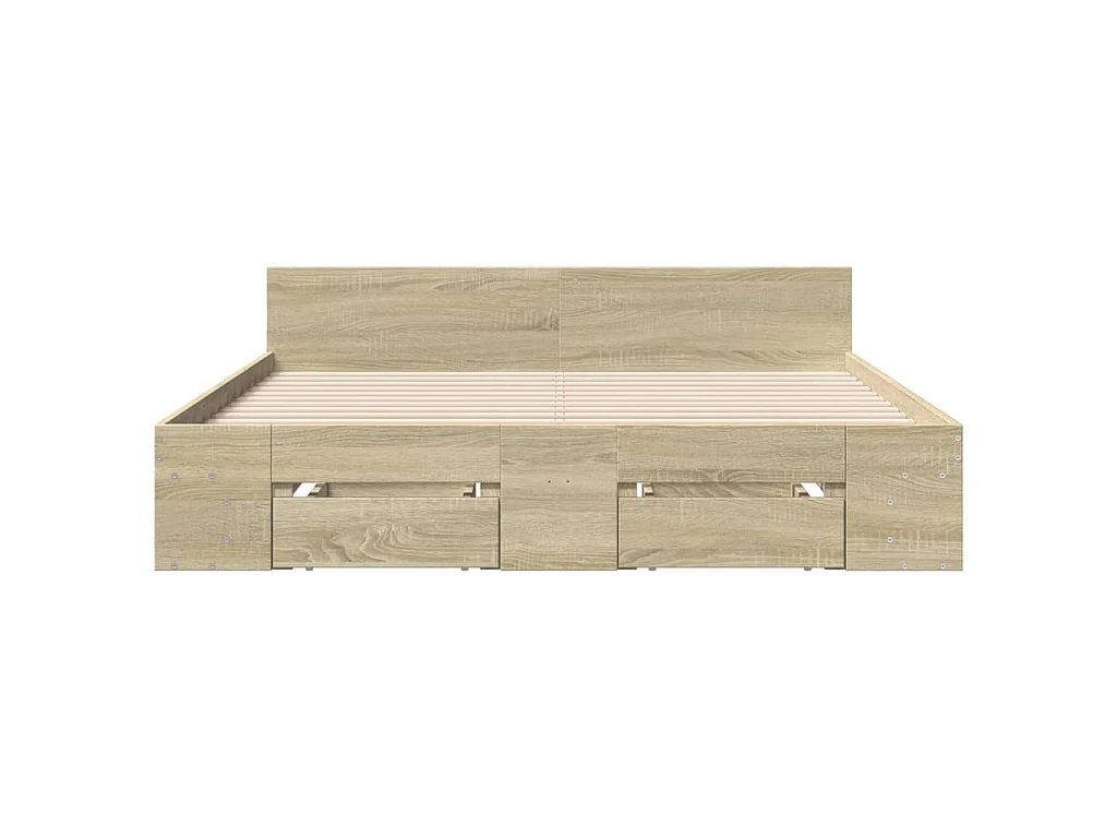 Bedframe met lades bewerkt hout sonoma eikenkleurig 140x200 cm