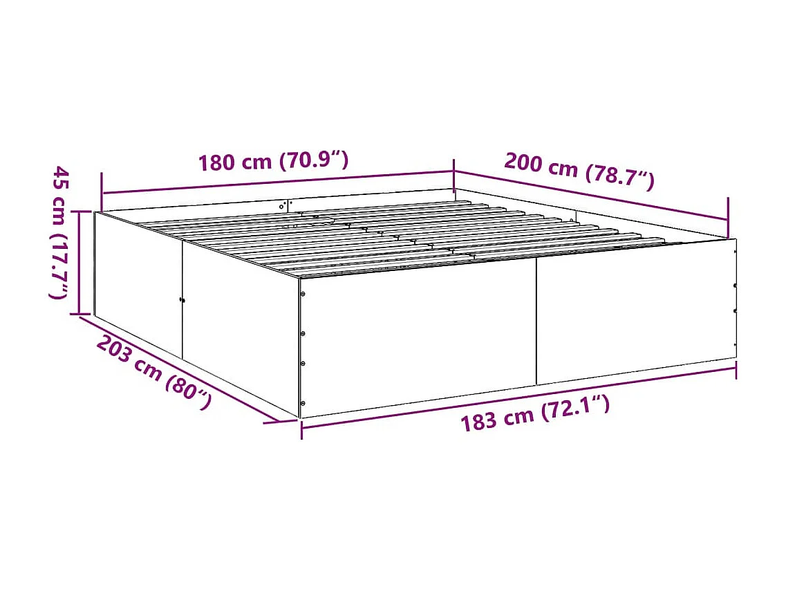 Cadre de lit sans matelas blanc 180x200 cm