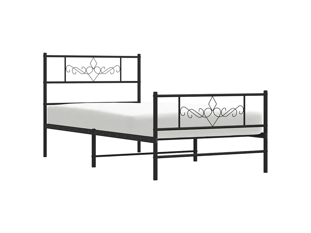 Cadre de lit métal sans matelas avec pied de lit noir 80x200 cm