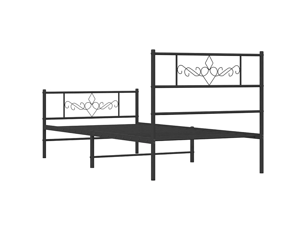 Cadre de lit métal sans matelas avec pied de lit noir 80x200 cm