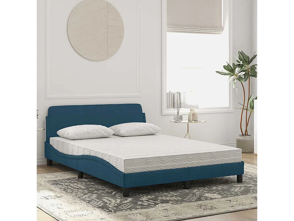 Lit avec matelas Dover bleu 120x200 cm velours