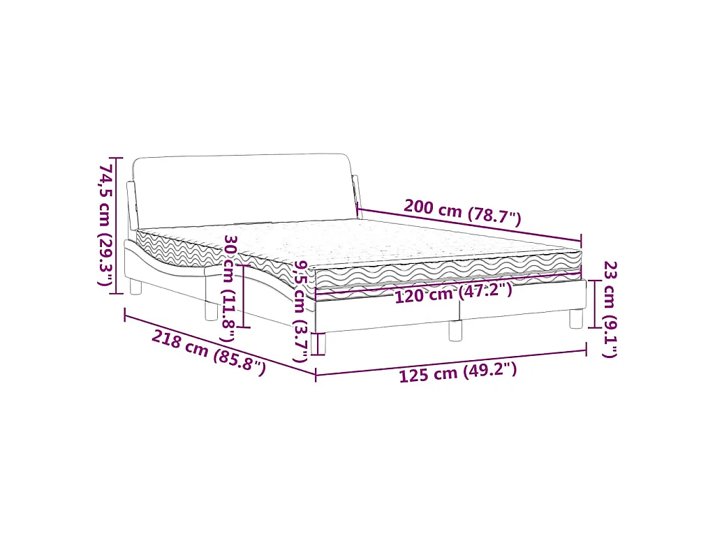 Bett mit Matratze "Dover" Blau 120x200 cm Samt