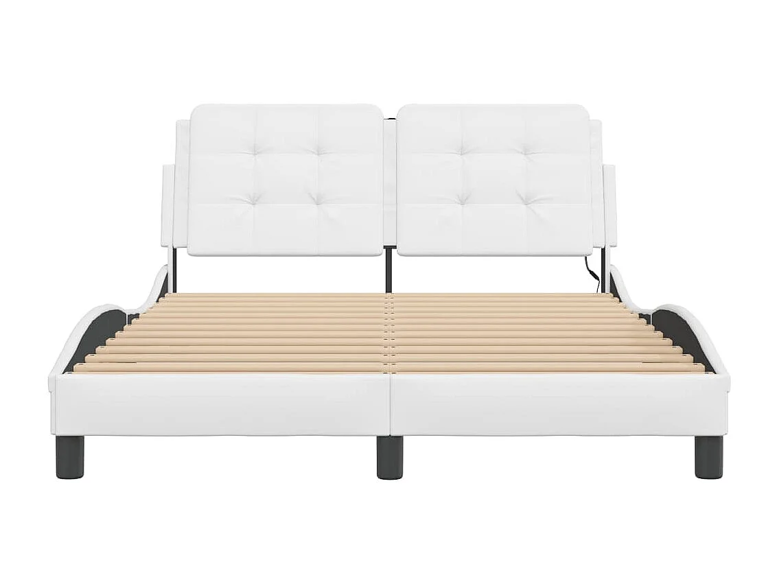 Estructura de cama con LED sin colchón Zadar blanco 140x190 cm