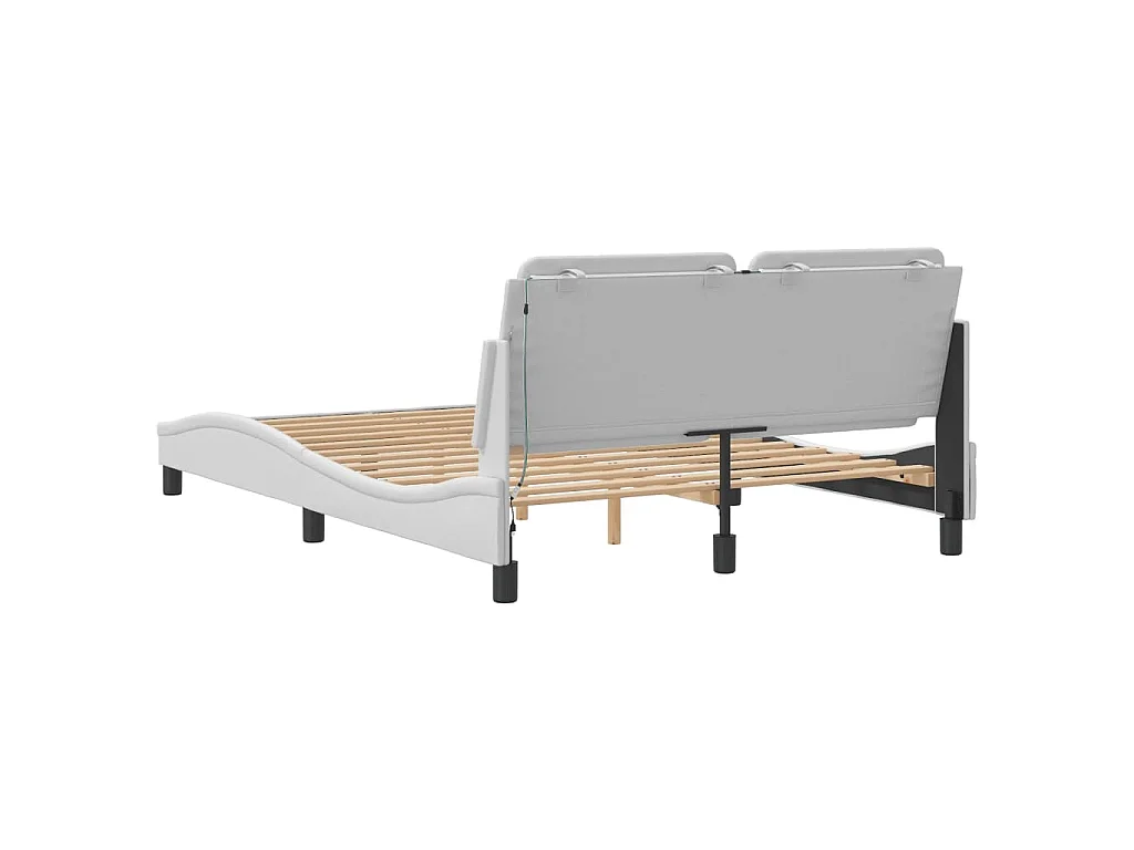 Cadre de lit avec LED sans matelas Zadar blanc 140x190 cm