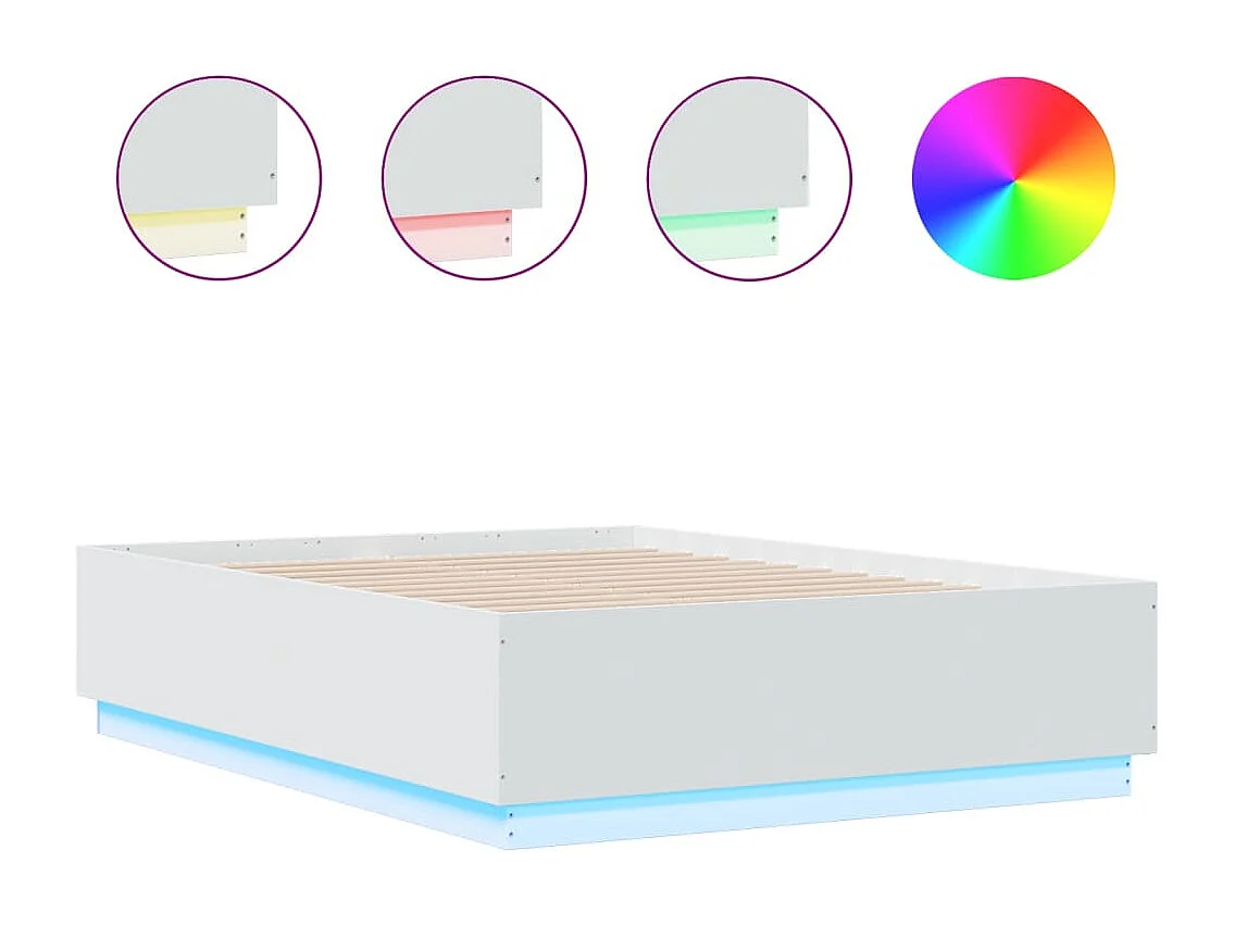Cadre de lit avec LED sans matelas blanc 140x190 cm