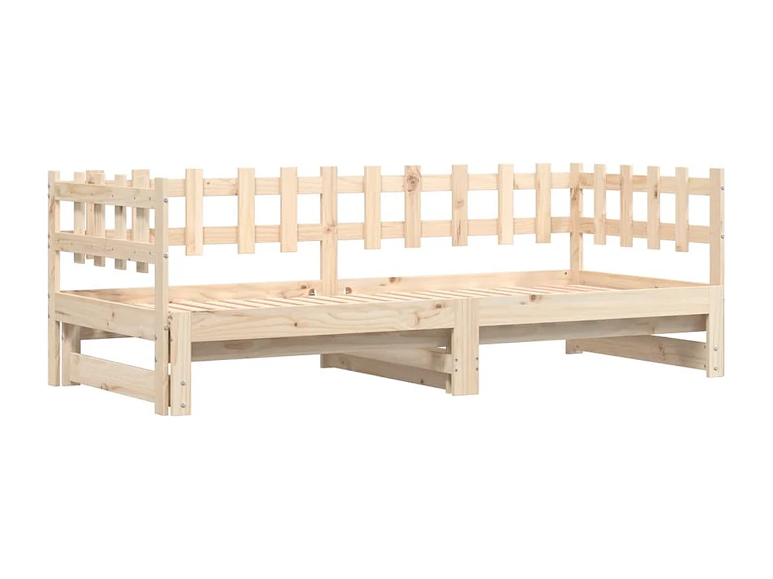 Estrutura sofá-cama de puxar 2x(90x190) cm pinho maciço