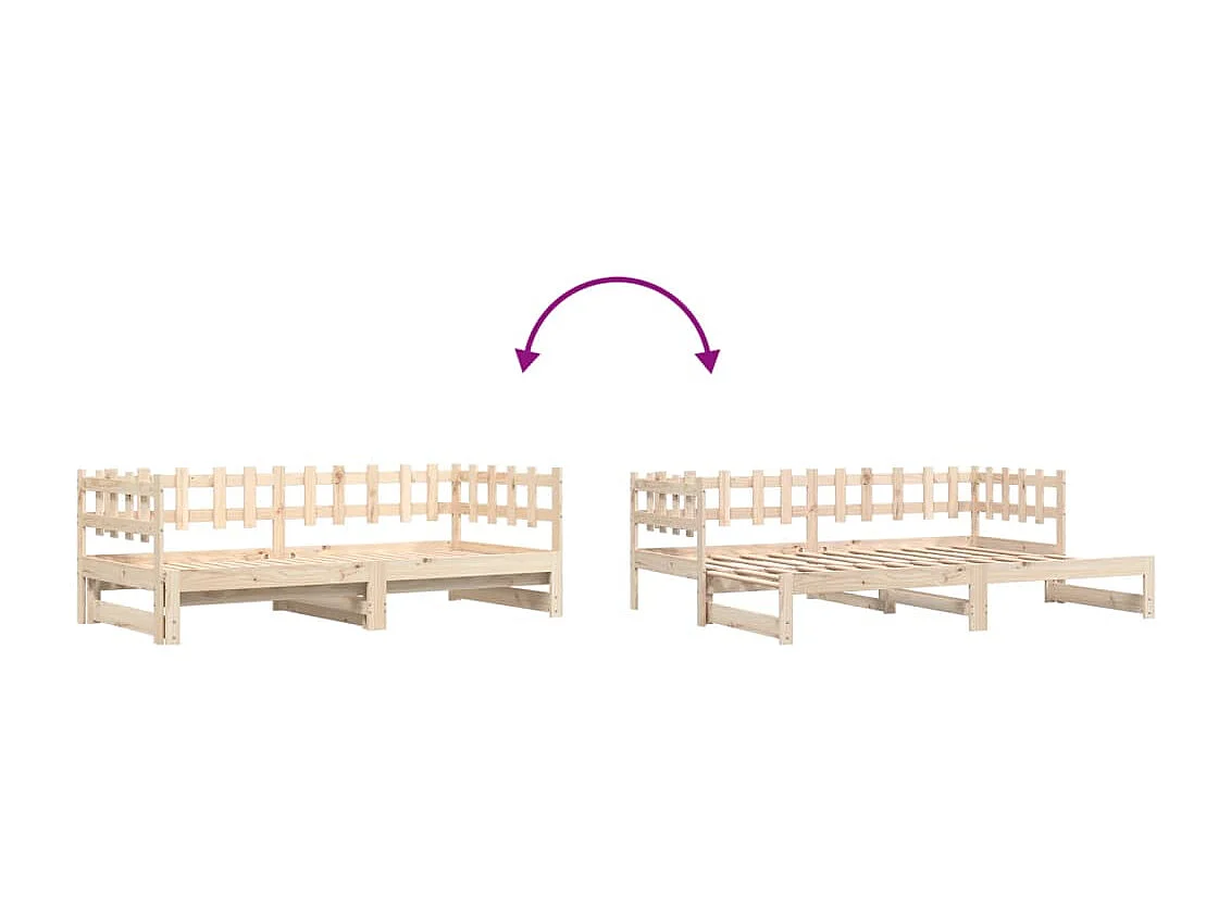 Estrutura sofá-cama de puxar 2x(90x190) cm pinho maciço