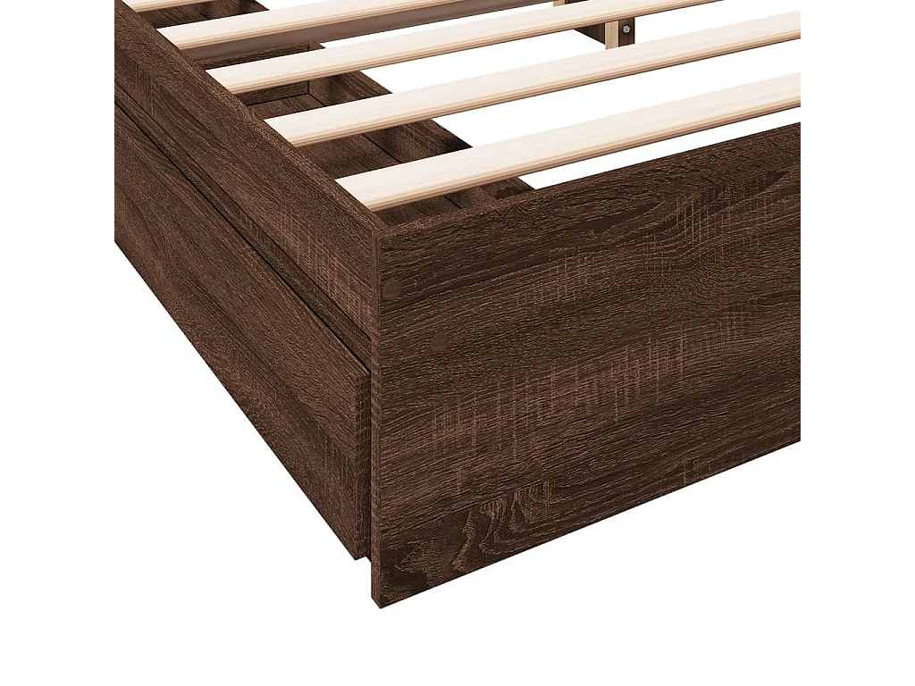 Cadre de lit avec tiroirs sans matelas chêne marron 200x200 cm