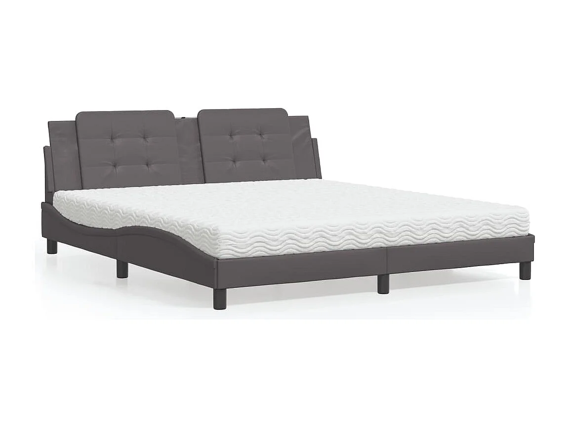 Lit avec matelas Zadar gris 180x200 cm similicuir