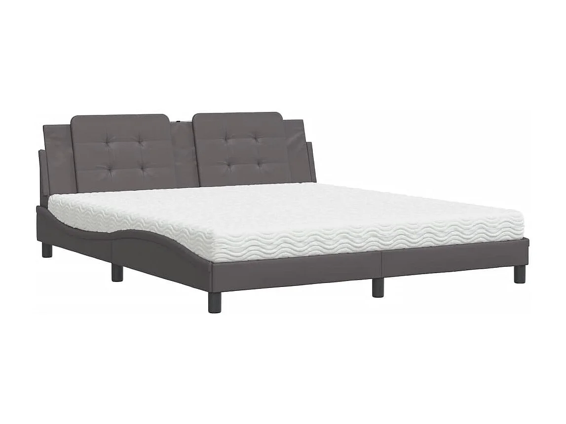 Lit avec matelas Zadar gris 180x200 cm similicuir