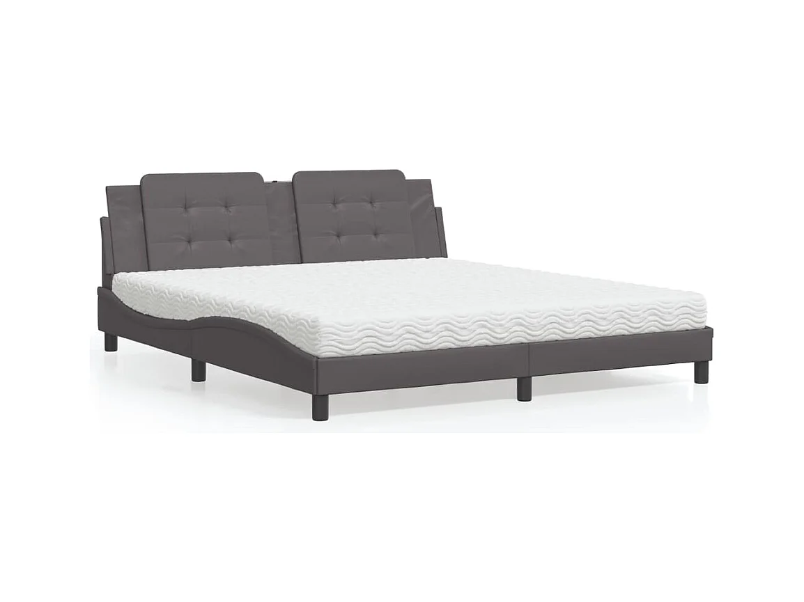 Lit avec matelas gris 180x200 cm similicuir