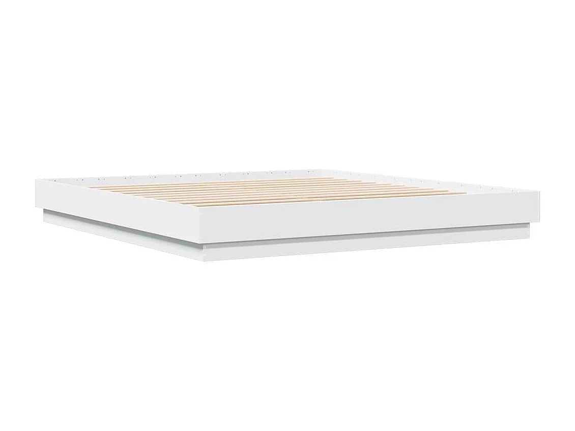 Cadre de lit avec LED sans matelas blanc 200x200 cm