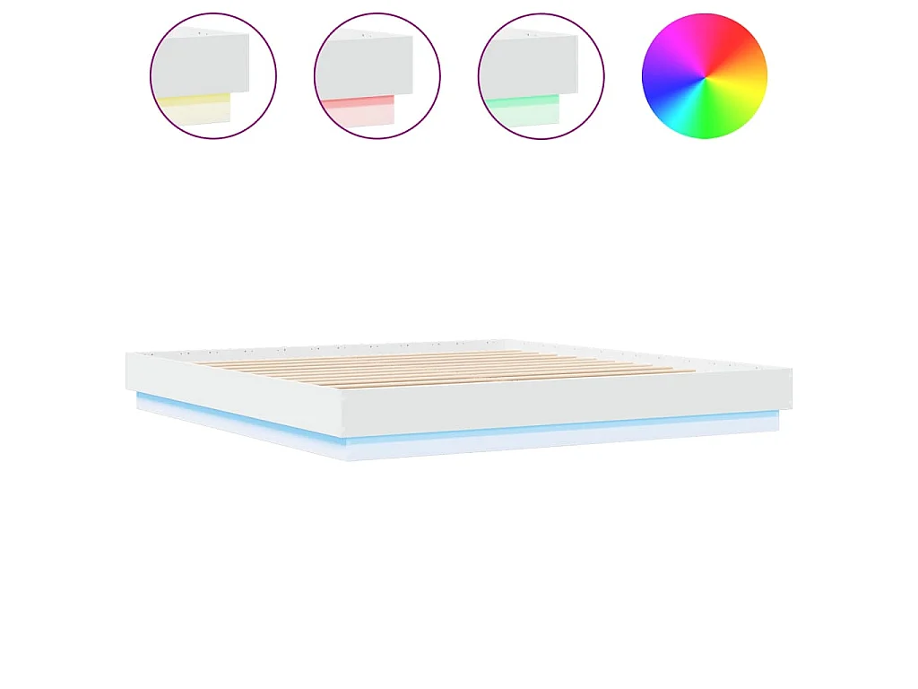 Bettgestell mit LED Weiß 200x200 cm