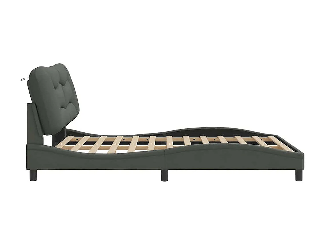 Giroletto senza Materasso Hvar Grigio Scuro 160x200 cm Tessuto