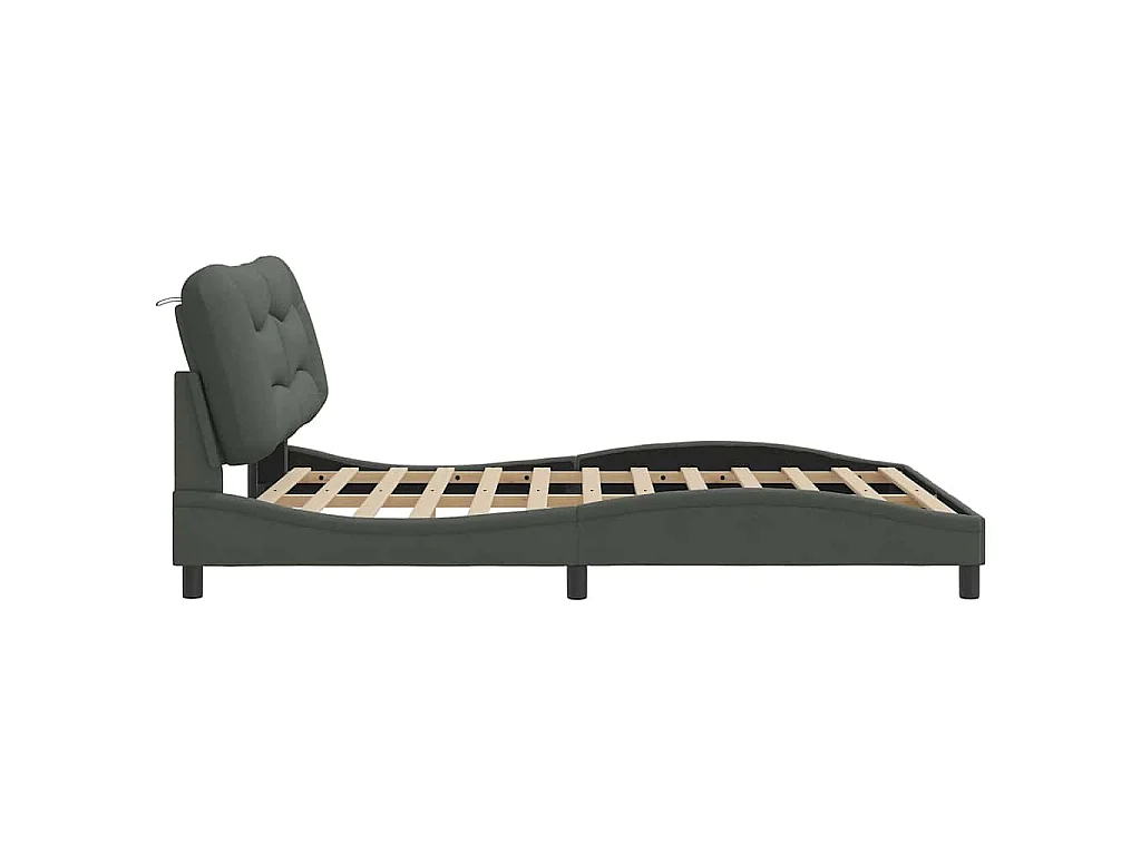 Estructura de cama sin colchón Hvar de tela gris oscuro 160x200 cm