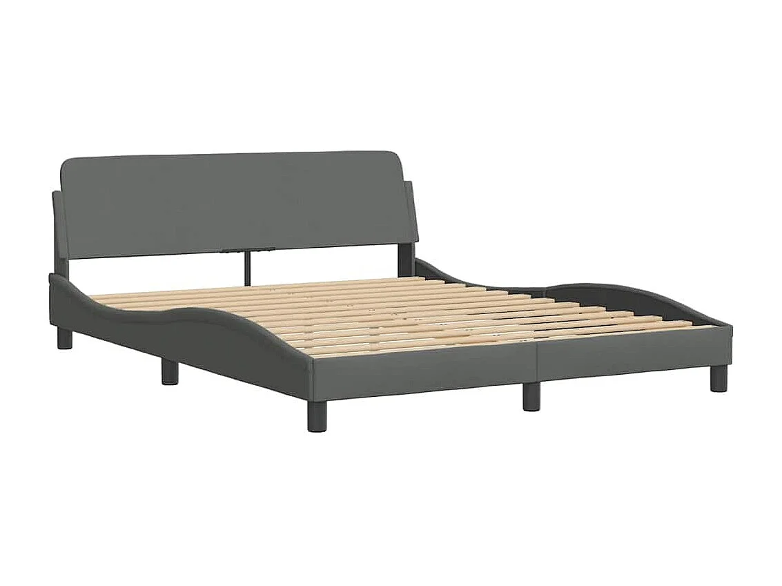 Estructura de cama sin colchón Hvar de tela gris oscuro 160x200 cm