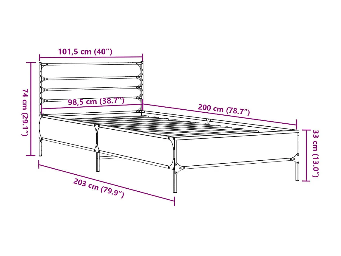 Cadre de lit sans matelas chêne marron 100x200 cm