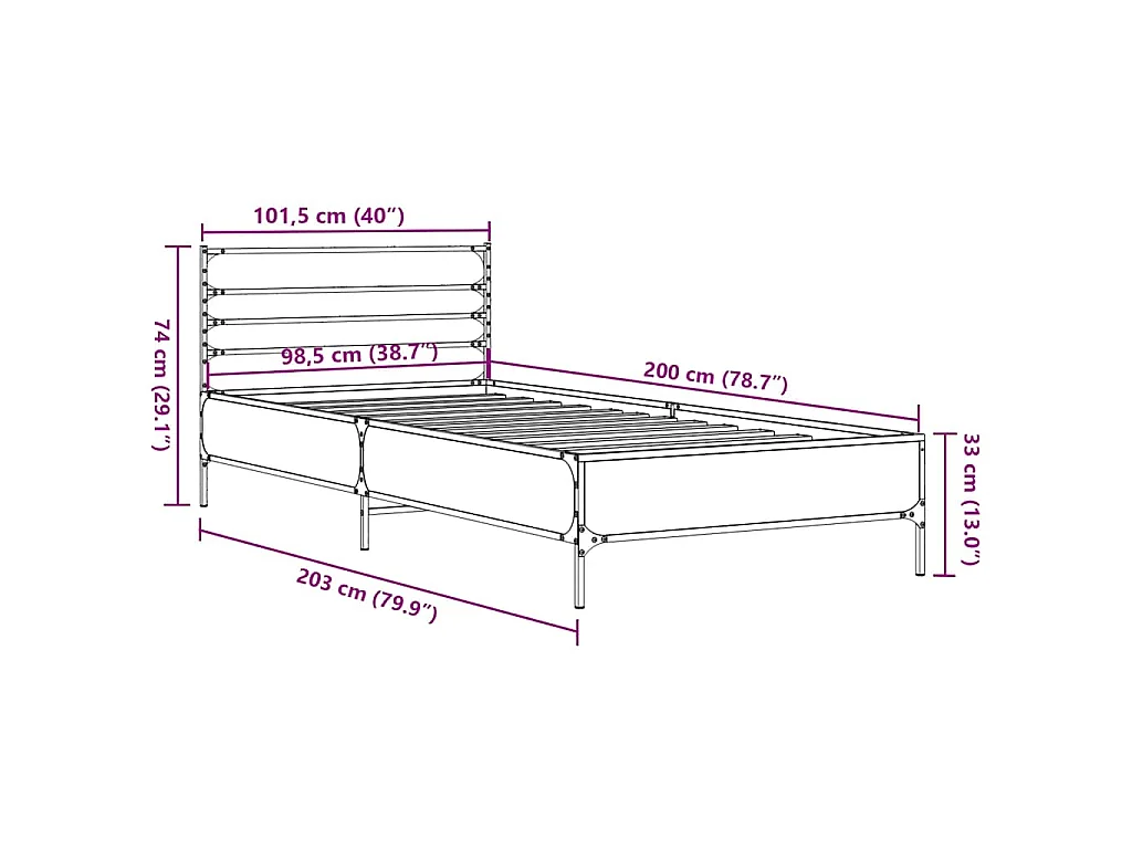 Cadre de lit sans matelas chêne marron 100x200 cm