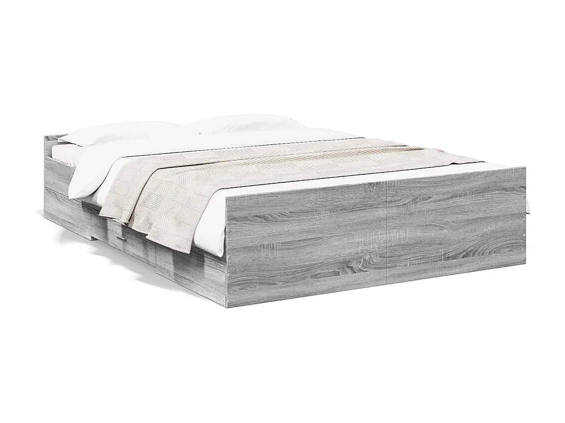 Bettgestell mit Schubladen Grau Sonoma 120x190 cm Holzwerkstoff