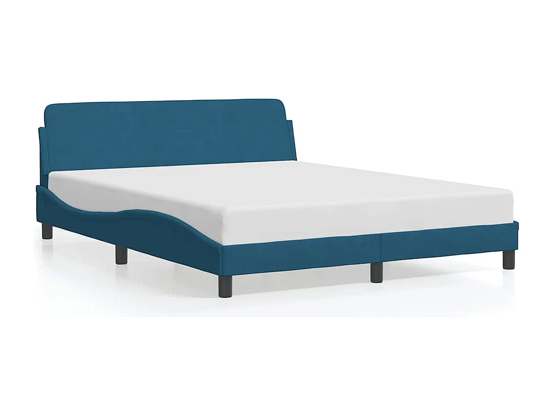 Bettgestell mit Kopfteil "Dover" Blau 160x200 cm Samt