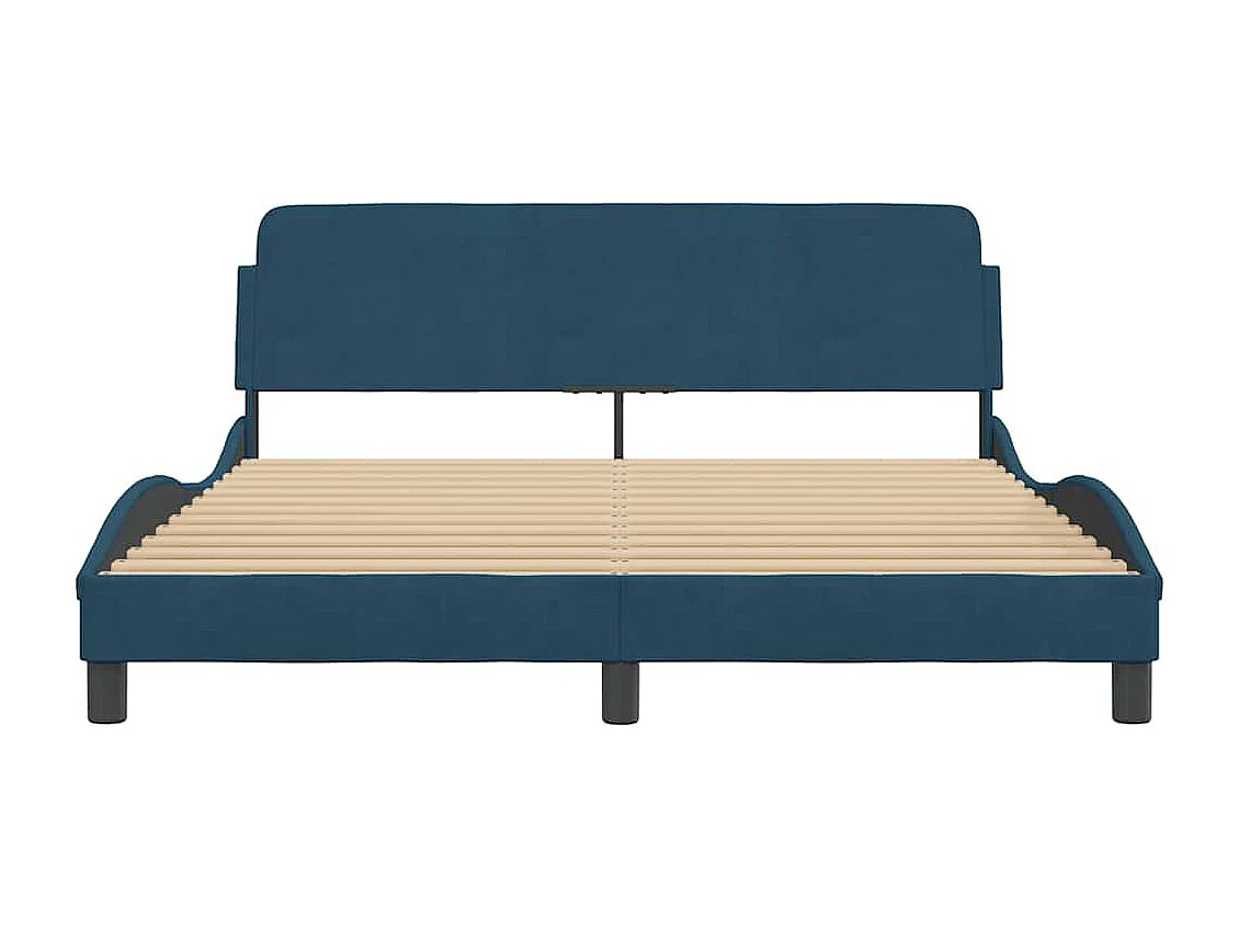 Cadre de lit avec tête de lit Dover bleu 160x200cm velours