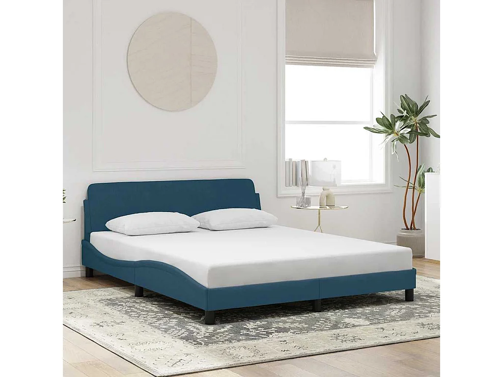 Bedframe met hoofdeinde "Dover" fluweel blauw 160x200 cm