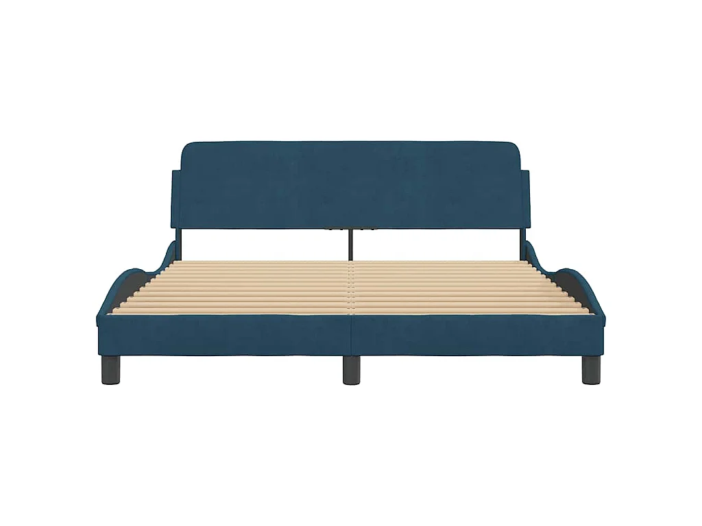 Cadre de lit avec tête de lit Dover bleu 160x200cm velours