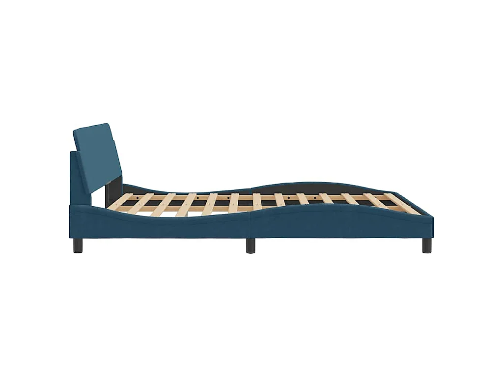 Cadre de lit avec tête de lit Dover bleu 160x200cm velours