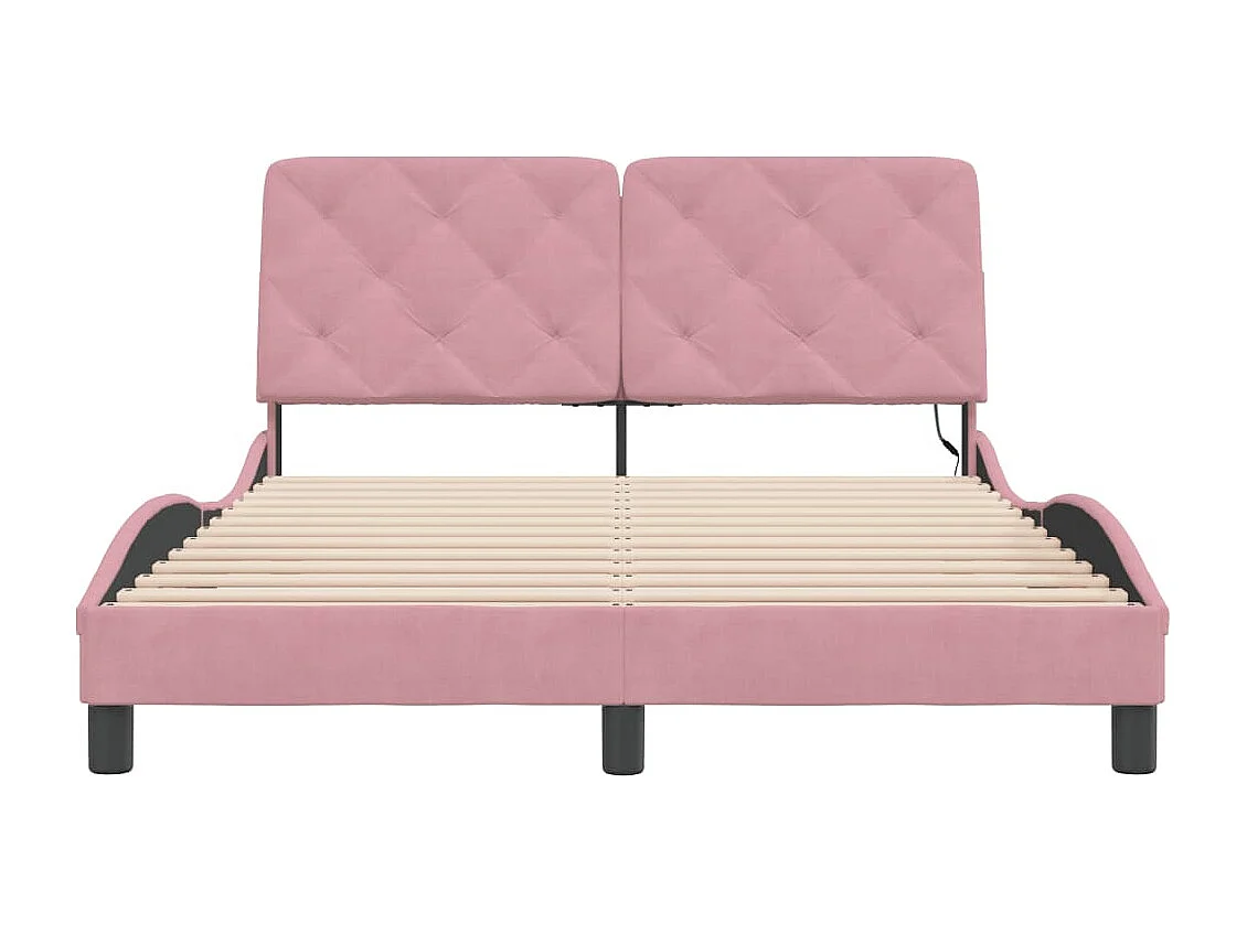Bettgestell mit LED ohne Matratze Rosa 140x200 cm Samt