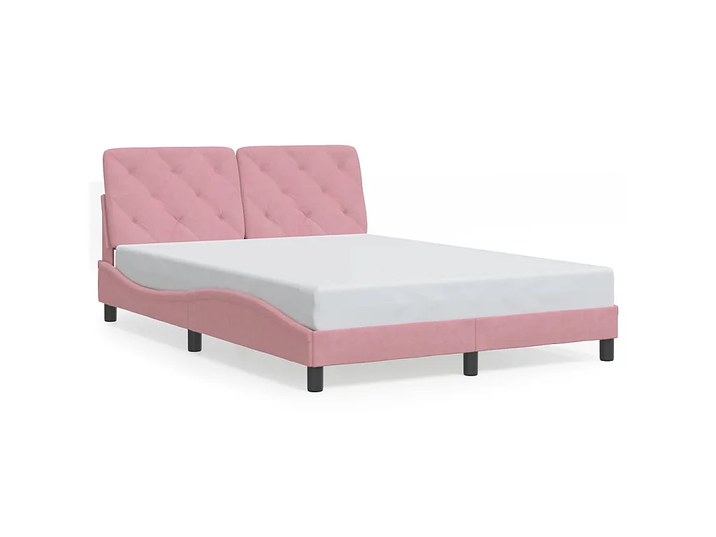 Giroletto con LED senza Materasso Rosa 140x200 cm in Velluto