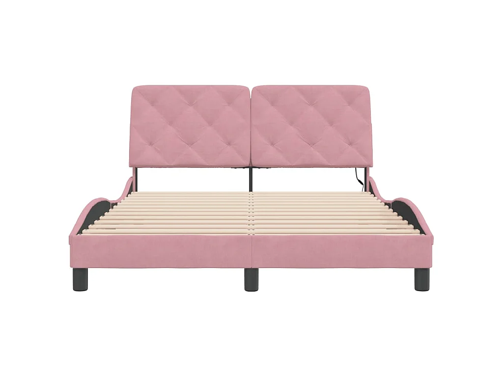 Giroletto con LED senza Materasso Rosa 140x200 cm in Velluto