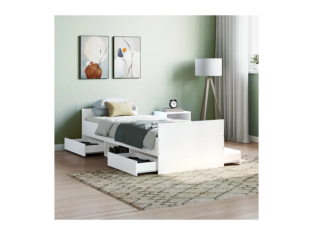 Cadre de lit sans matelas blanc 75x190 cm