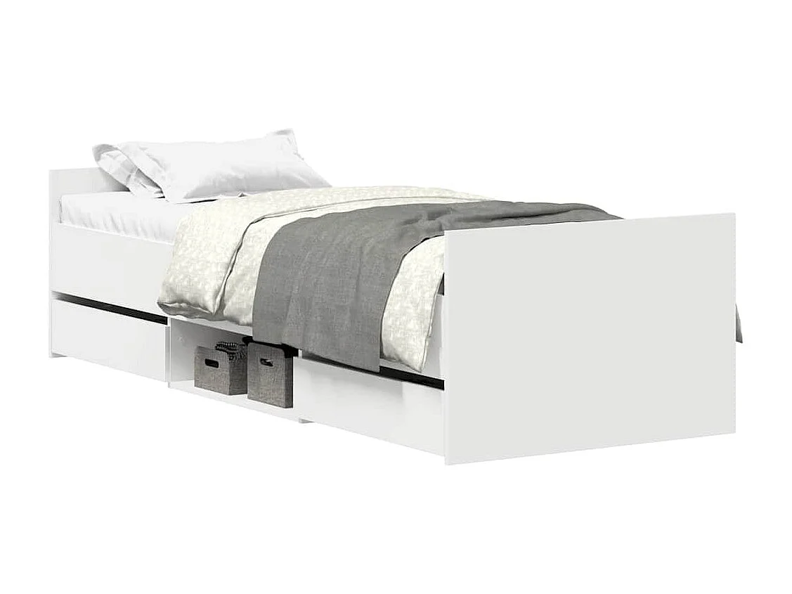 Estructura de cama con cabecero piecero blanca 75x190 cm