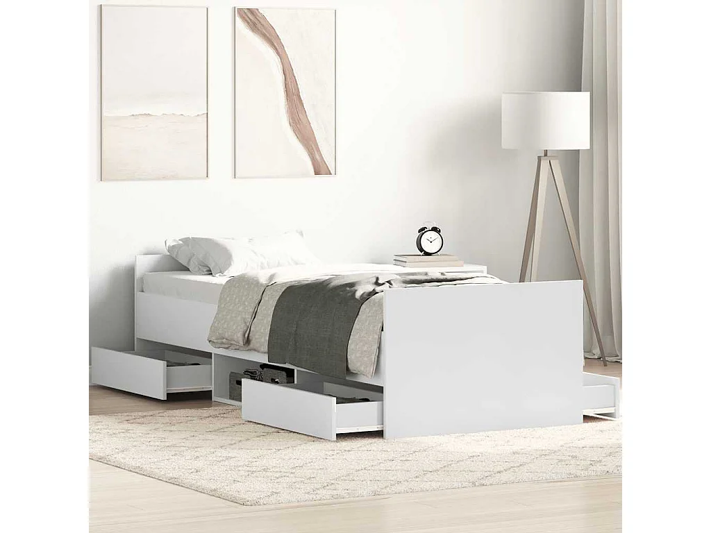 Estructura de cama con cabecero piecero blanca 75x190 cm