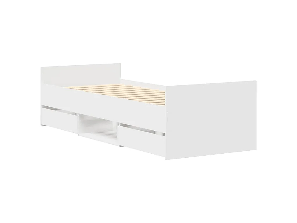 Estructura de cama con cabecero piecero blanca 75x190 cm