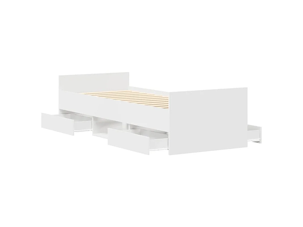 Estructura de cama con cabecero piecero blanca 75x190 cm