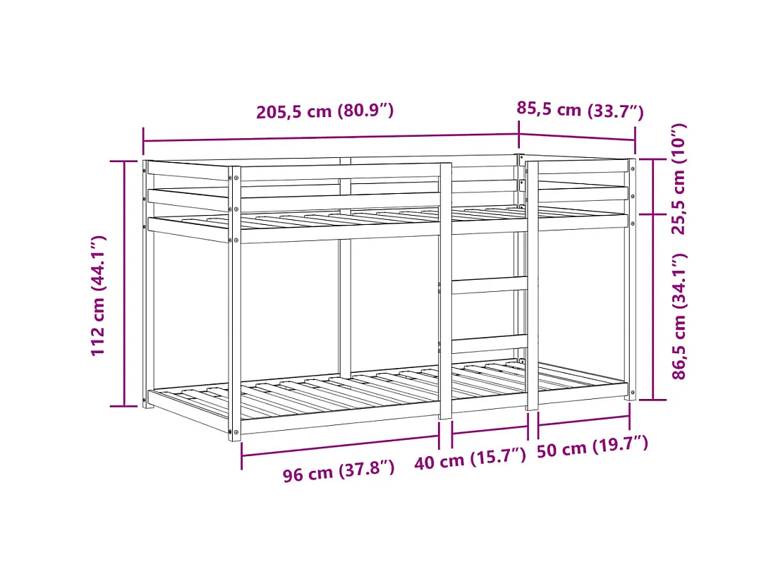 Stapelbed met gordijnen 80x200 cm grenenhout roze