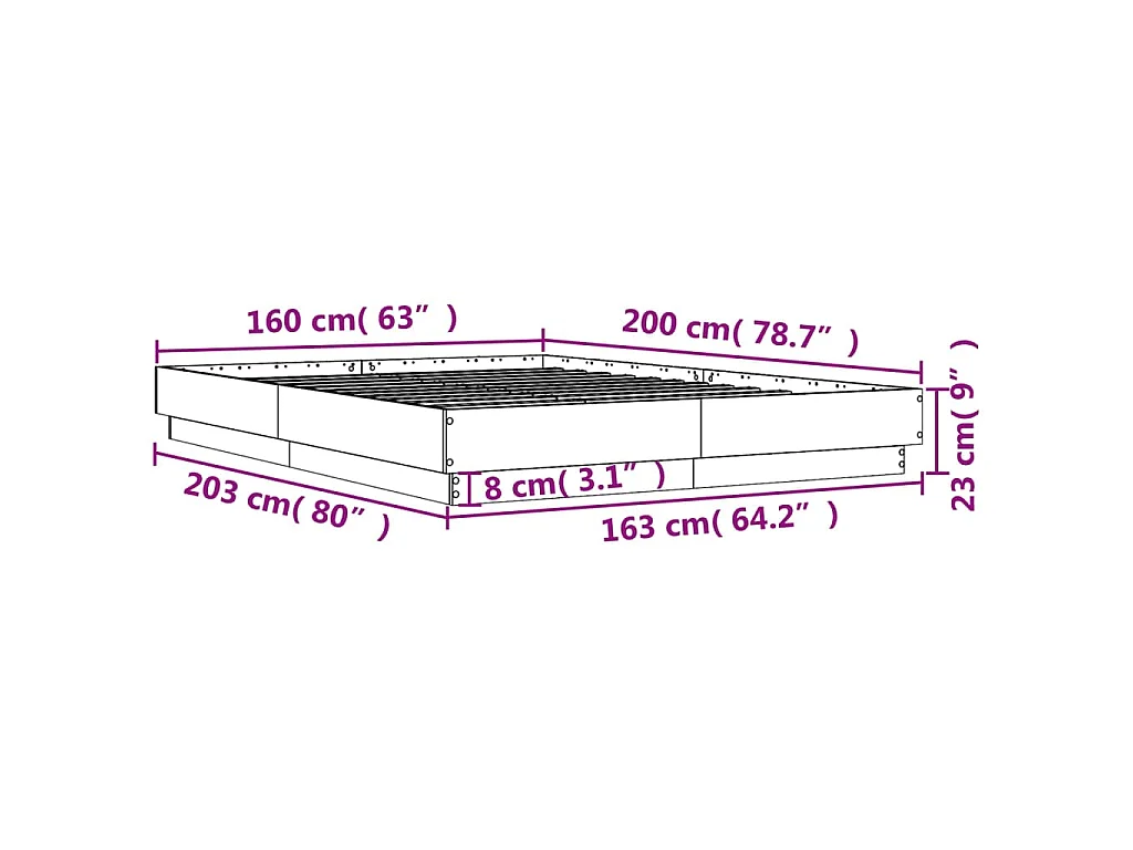 Bettgestell Weiß 160x200 cm Holzwerkstoff