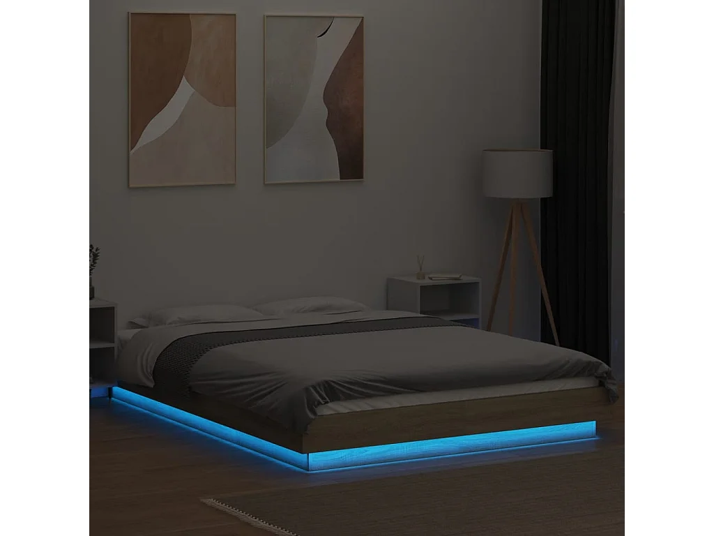 Cadre de lit avec lumières LED sans matelas140x190 cm