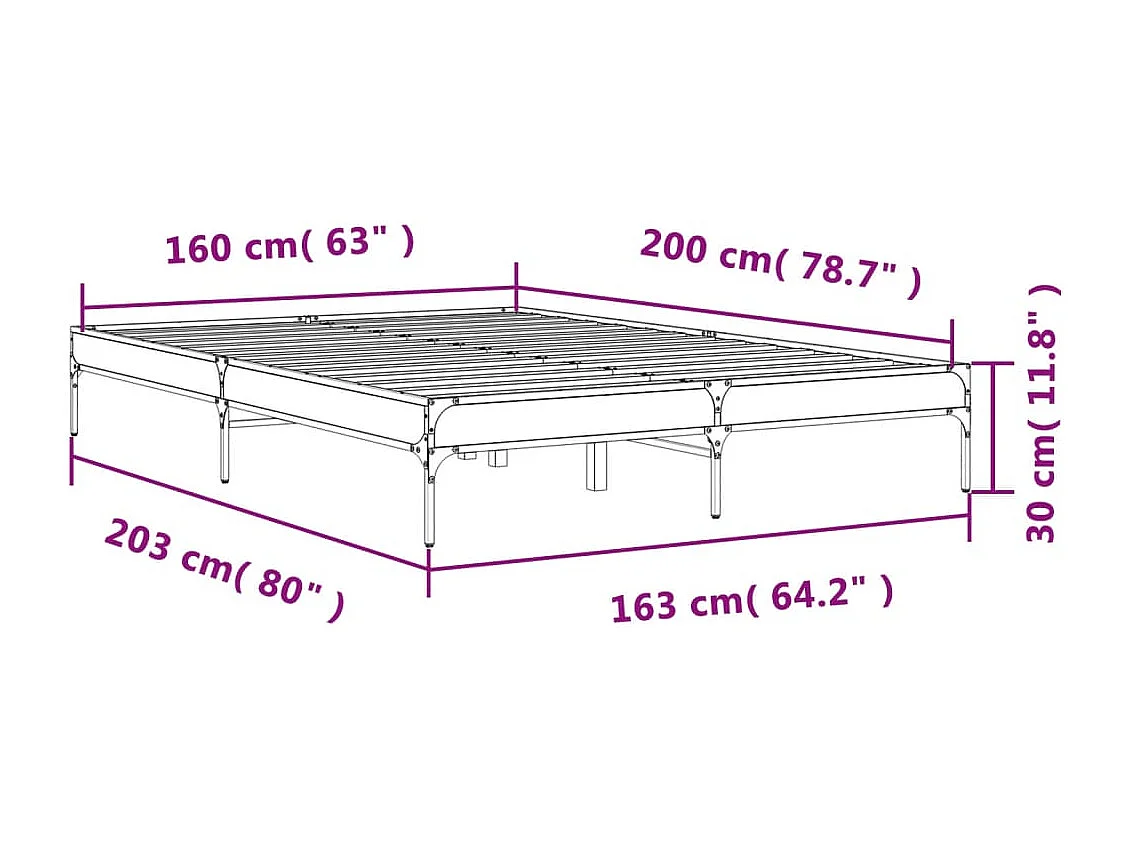 Cadre de lit sans matelas chêne marron 160x200 cm