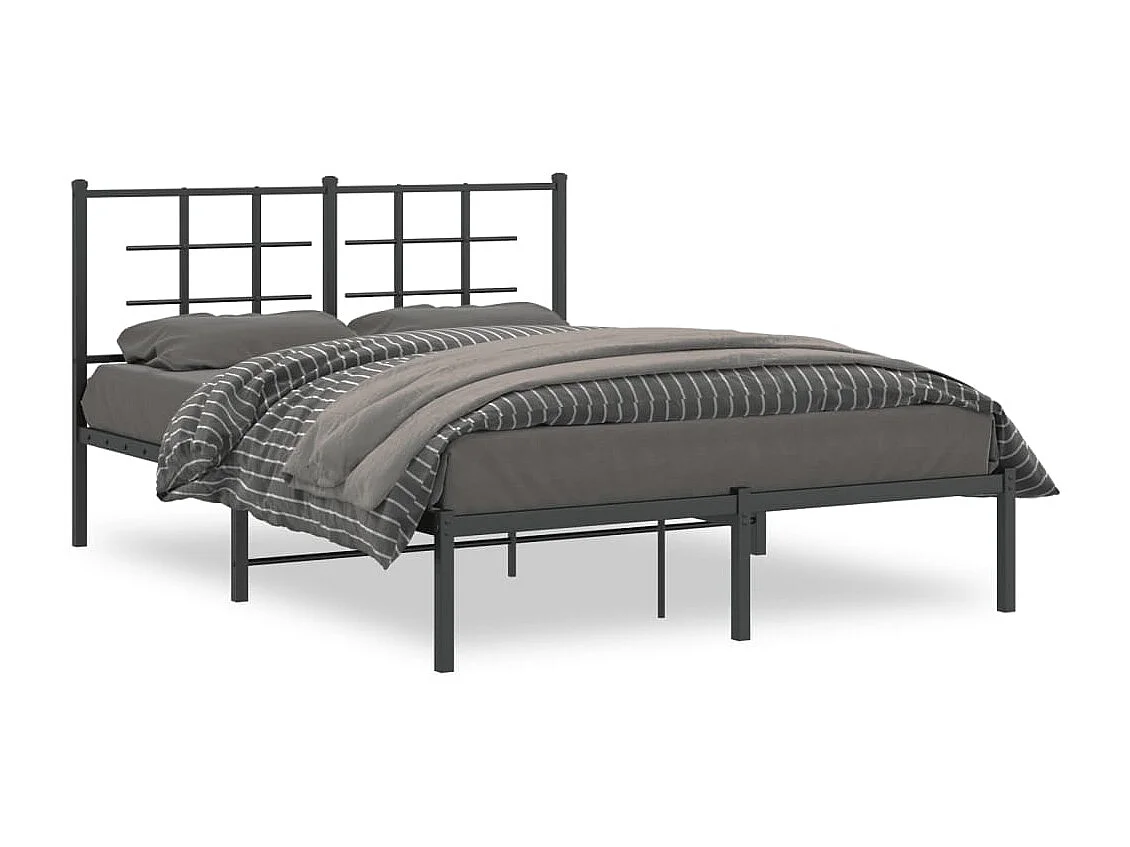 Estrutura de cama com cabeceira 140x190 cm metal preto